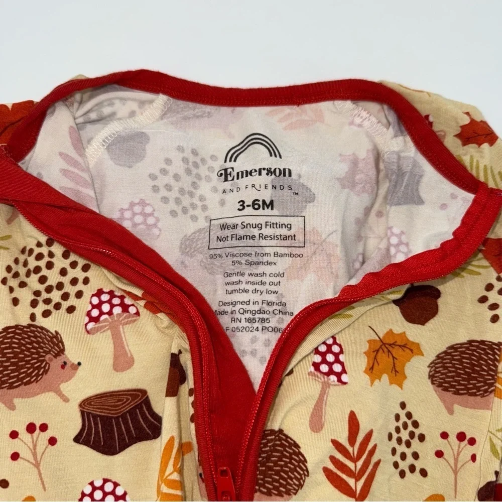 Emerson and Friends Autumn Hedgehog Bamboo Convertible Double Zippy One Piece